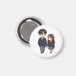Imán Pareja linda de estudiantes de K-Drama con nevera 