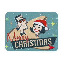 Imán Pareja Retro Feliz Navidad Vintage