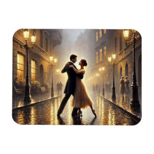 Imán Pareja romántica bailando en la lluvia