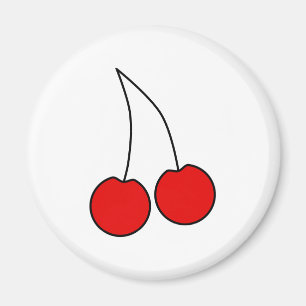 Imán Pares de cerezas rojas. Esquema negro