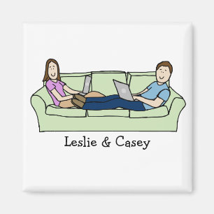 Imán Pares de Techie - dibujo animado personalizado