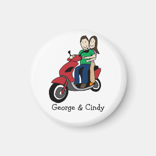 Imán Pares en la vespa - dibujo animado personalizado