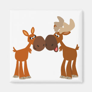 Imán Pares lindos de los alces del dibujo animado en