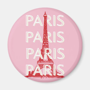 Imán París, arte de viajes, arte retro, rosa