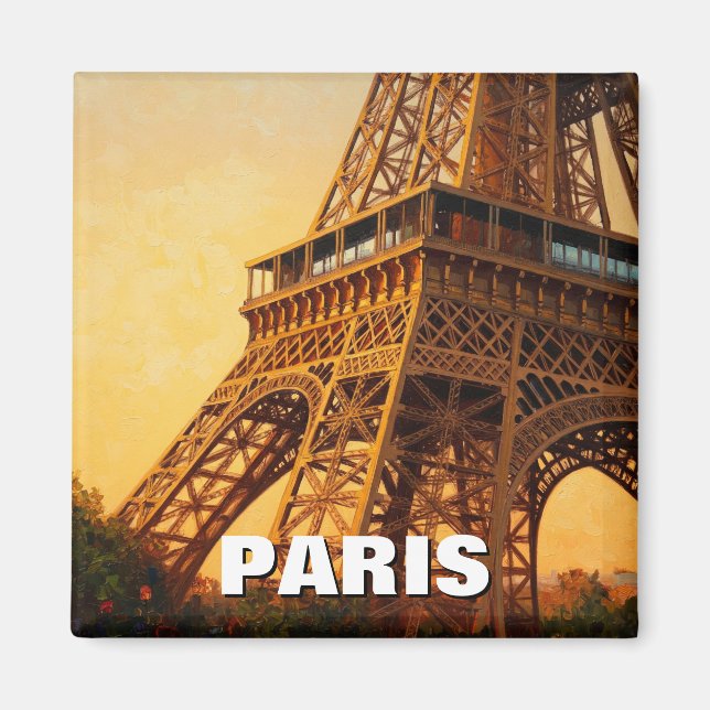 Imán Paris Eiffel Tower Cafés Postcard (Frente)