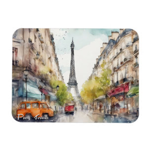 Imán Paris France City Silhouette Watercolor