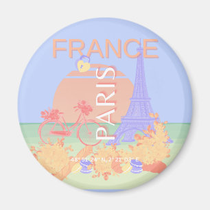 Imán París, Francia, arte de viajes, Preppy, Pastel, Az