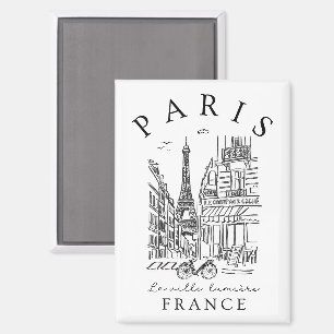 Imán París Francia – Boceto con Torre Eiffel y Café