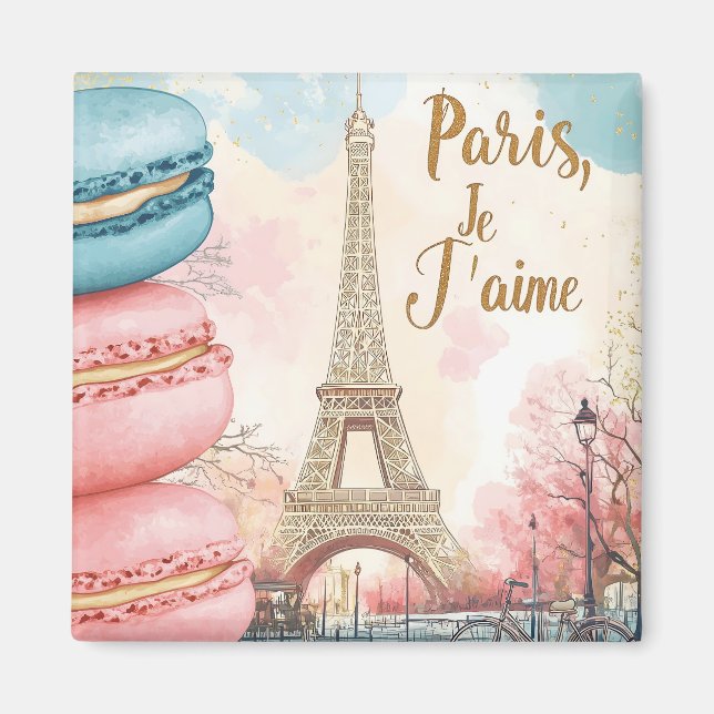 Imán París, Je T'aime - Torre Eiffel con Macarones (Frente)