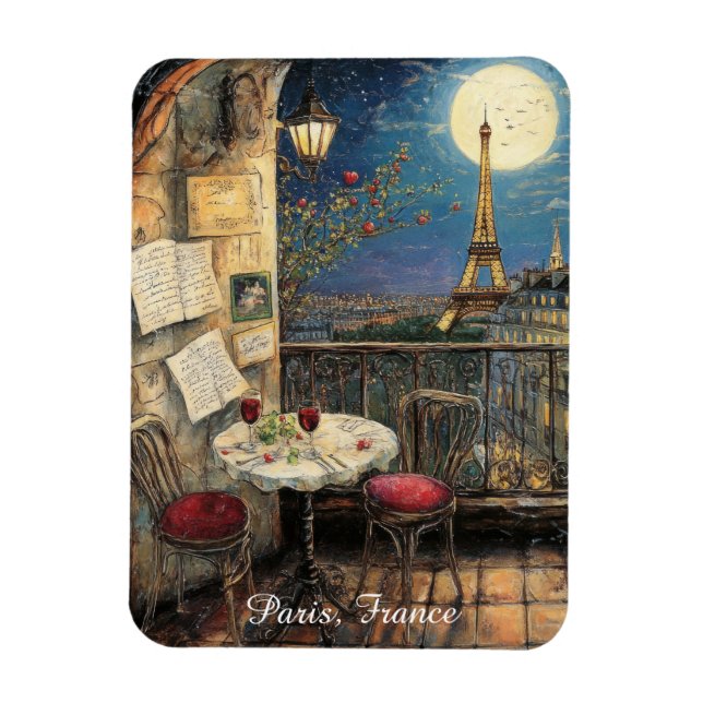 Imán París romántico Francia Ilustración Torre Eiffel (Vertical)