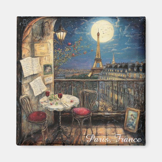 Imán París romántico Francia ilustración Torre Eiffel (Frente)