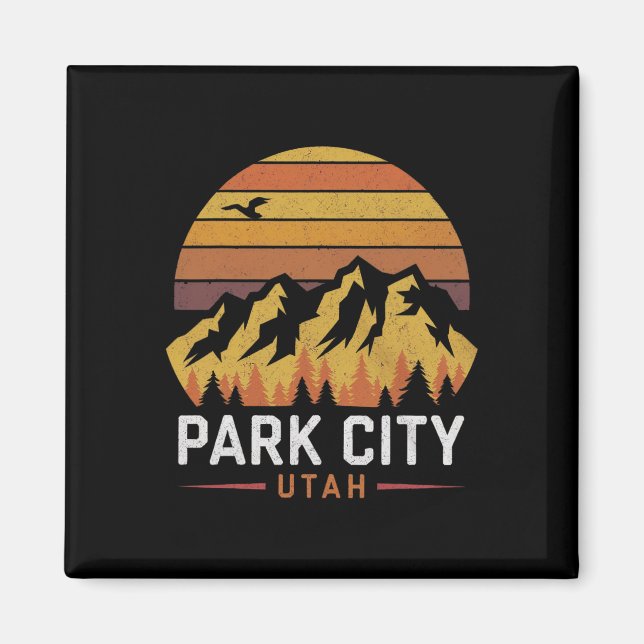 Imán Park City Utah Mountains Ski Hiking Camping Trip S (Frente)