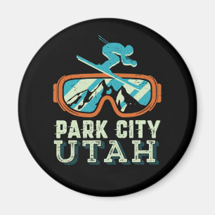 Imán Park City Utah Retro Esquí Snowboard
