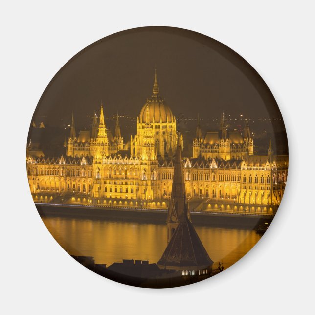Imán Parlamento húngaro Budapest por noche (Frente)