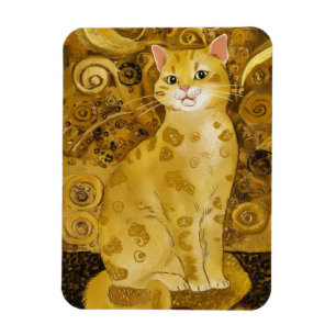 Imán parodia de gato lindo dorado de Gustav Klimt, arte