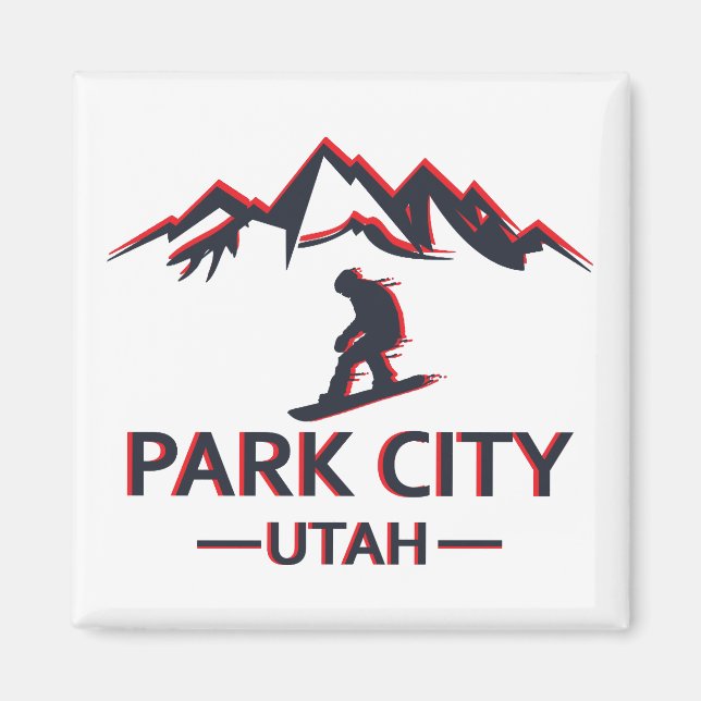 Imán Parque de la ciudad de Utah snowboard (Frente)