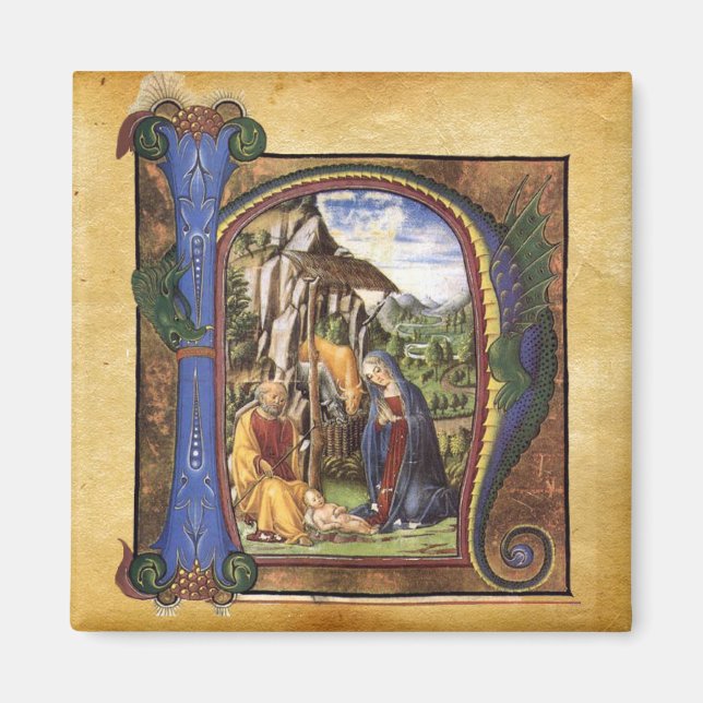 IMÁN PARQUE DE NAVIDADES DE NATIVITY MONOGRAM (Frente)