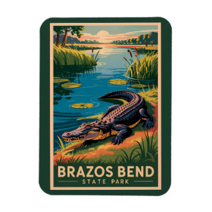 Imán Parque Estatal Brazos Bend Arte de viaje vintage