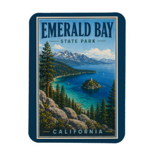 Imán Parque Estatal Emerald Bay Ilustración California