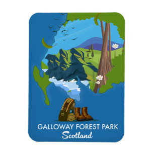 Imán parque forestal de Galloway Escocia mapa