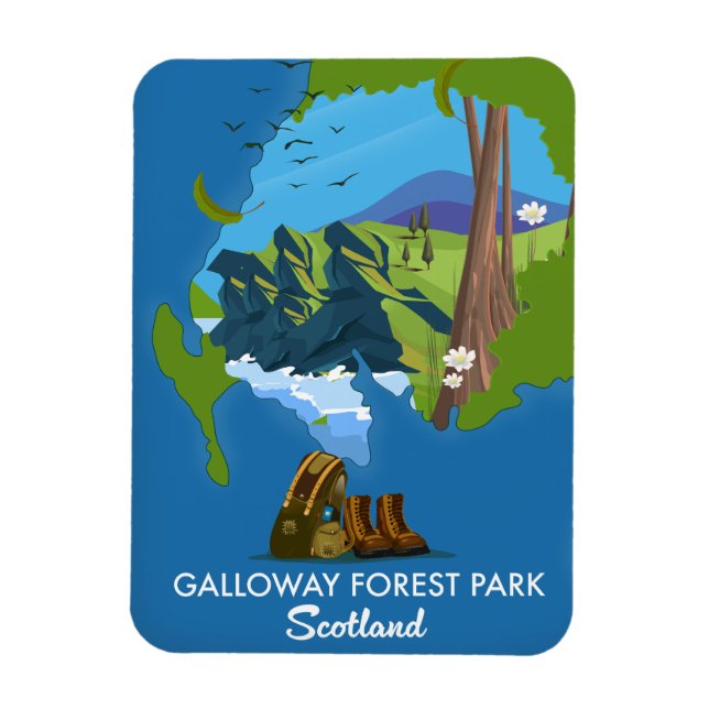 Imán parque forestal de Galloway Escocia mapa (Vertical)