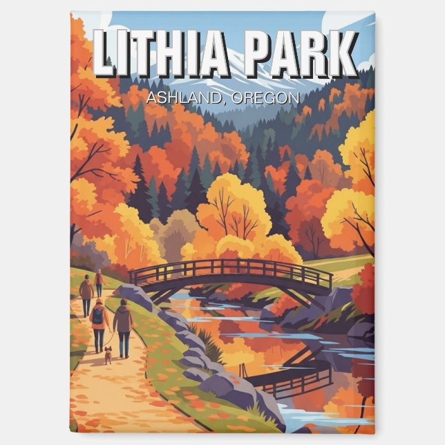 Imán Parque Lithia Ashland Oregon Tarjeta Postal de Via (Anverso)