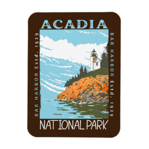 Imán Parque nacional Acadia Bar Harbour Lighthouse Vint