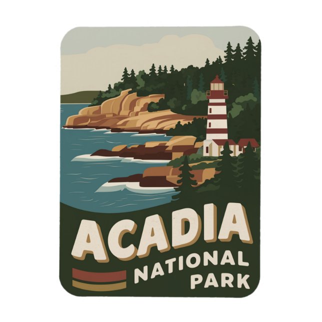 Imán Parque nacional Acadia Faro Viaje arte (Vertical)