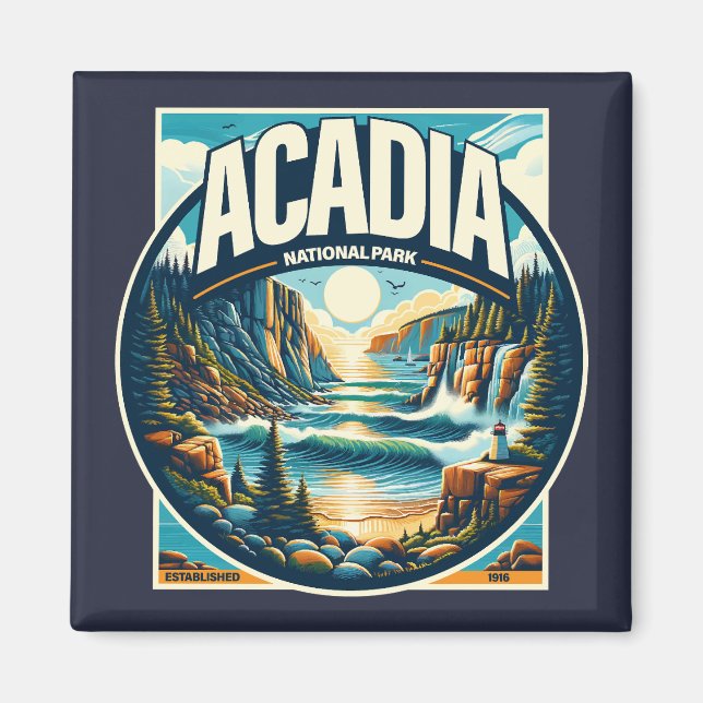 Imán Parque nacional Acadia Maine (Frente)