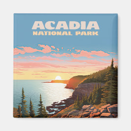 Imán Parque nacional Acadia Maine Coast Retro