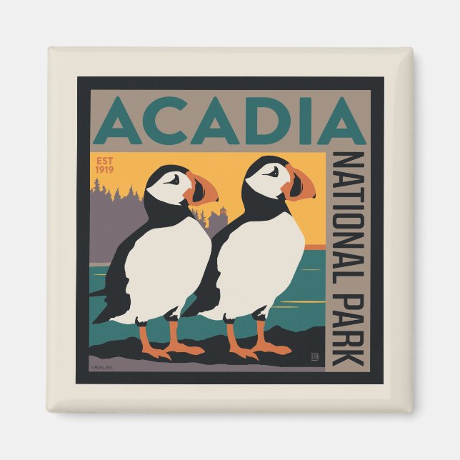 Imán Parque nacional Acadia, Maine | Puffins (Frente)