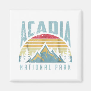 Imán Parque nacional Acadia Montañas Maine Retro T Shi