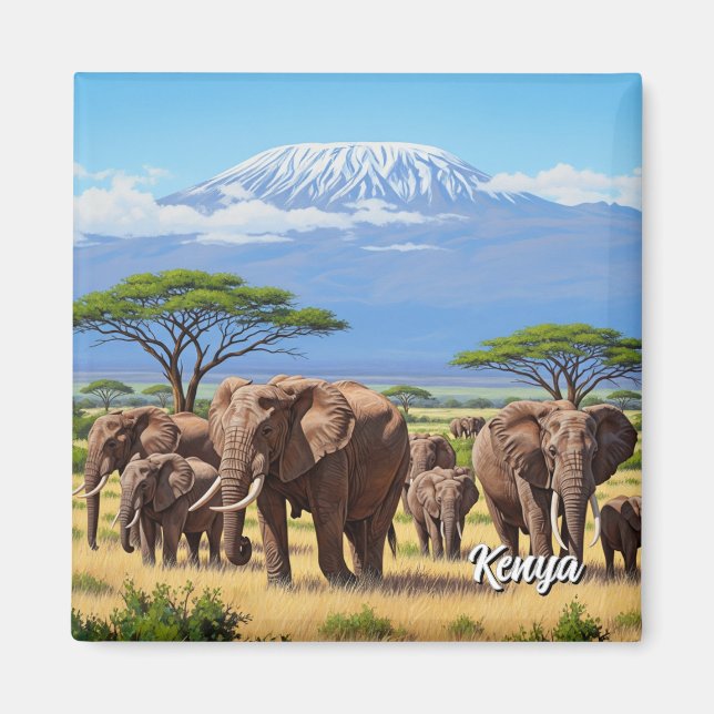 Imán Parque nacional Amboseli - Elefantes de Kenia (Frente)