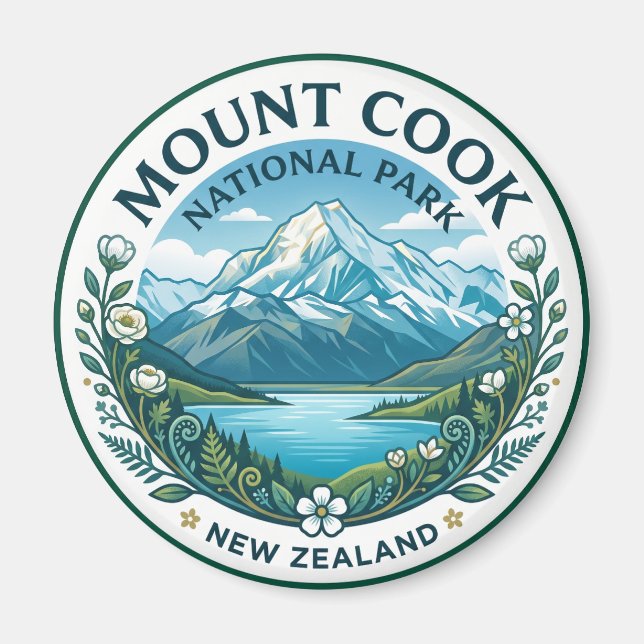 Imán Parque Nacional Aoraki / Monte Cook Nueva Zelanda (Frente)