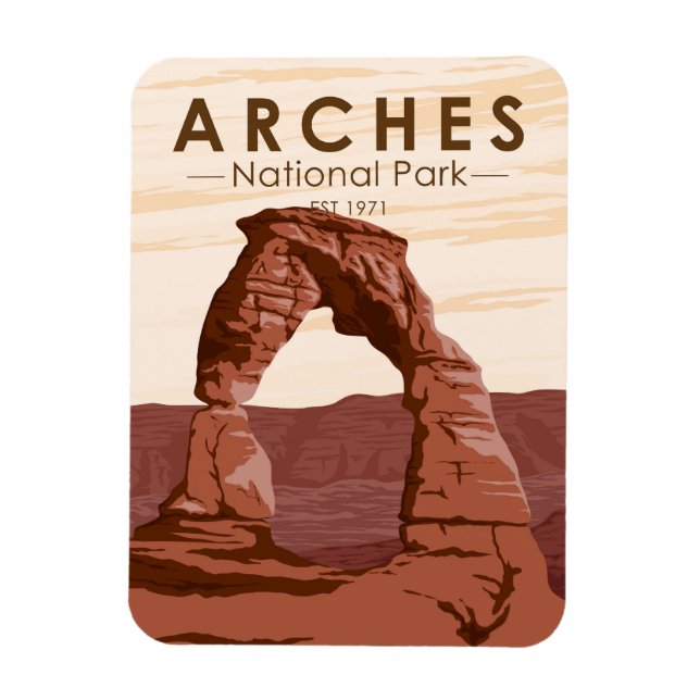 Imán Parque nacional Arches Delicate Arch Vintage (Vertical)