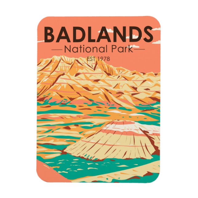 Imán Parque nacional Badlands Paisaje Vintage Magnet (Vertical)