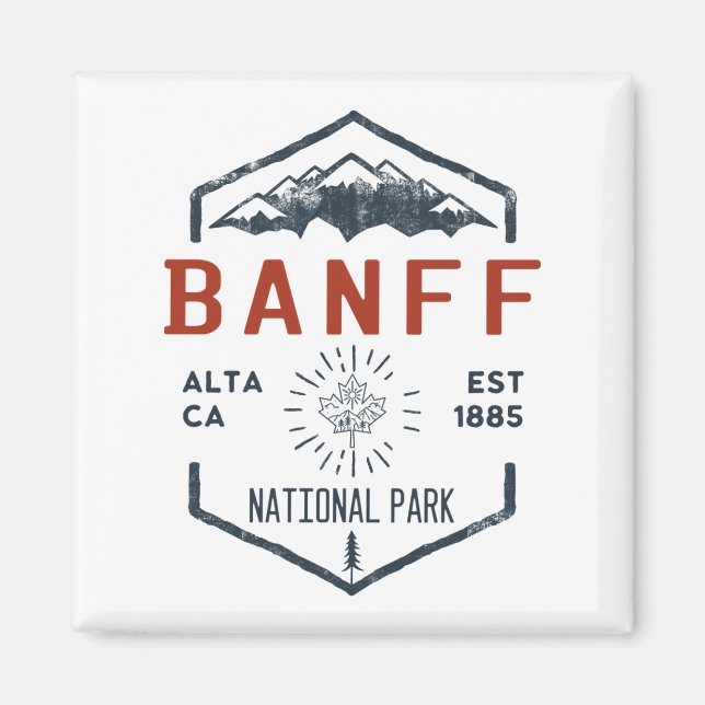 Imán Parque nacional Banff Canadá Vintage con problemas (Frente)