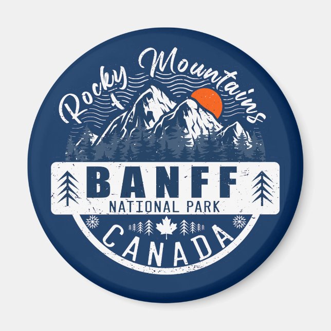 Imán Parque nacional Banff Canadá Vintage con problemas (Frente)