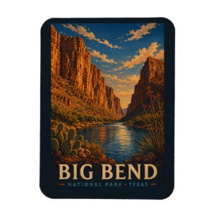 Imán Parque Nacional Big Bend Texas Modern Xilografía