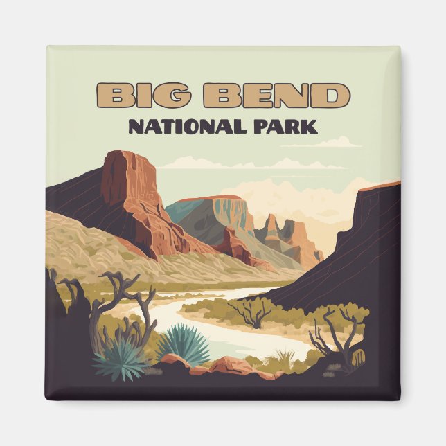Imán Parque nacional Big Bend Texas Retro Travel (Frente)