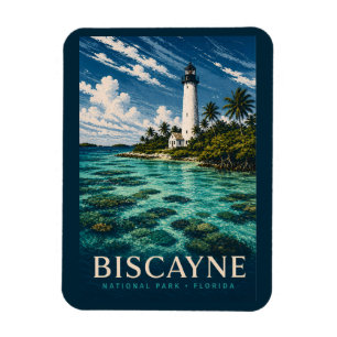 Imán Parque Nacional Biscayne Florida Modern Woodblock
