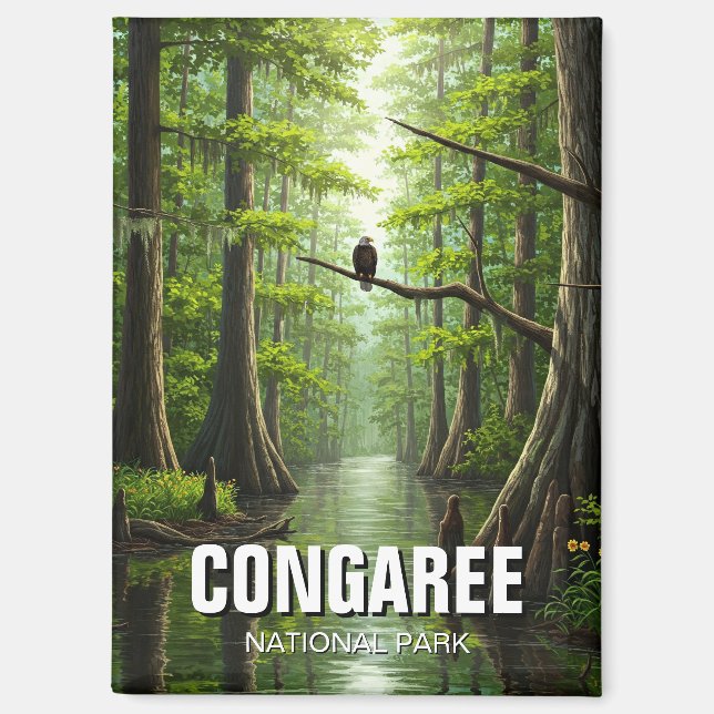Imán Parque nacional Congaree Viajes de Carolina del Su (Anverso)