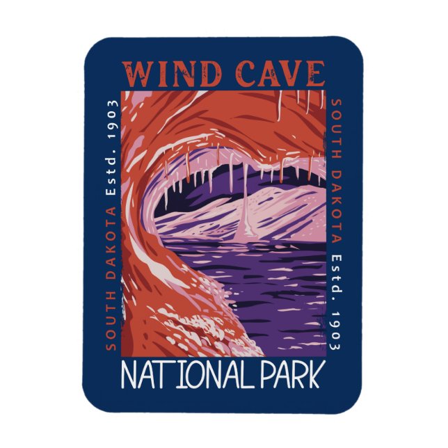 Imán Parque nacional Cueva del Viento en Dakota del Sur (Vertical)