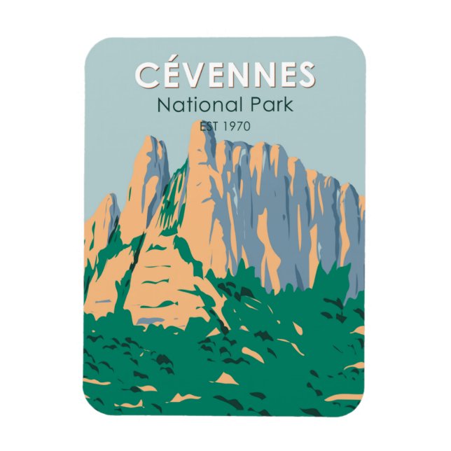 Imán Parque nacional de Cevennes Francia Vintage (Vertical)