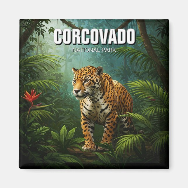 Imán Parque nacional de Costa Rica Viaje Jaguar (Frente)