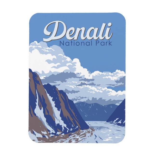 Imán Parque nacional de Denali Ilustracion Viaje Viaje  (Vertical)