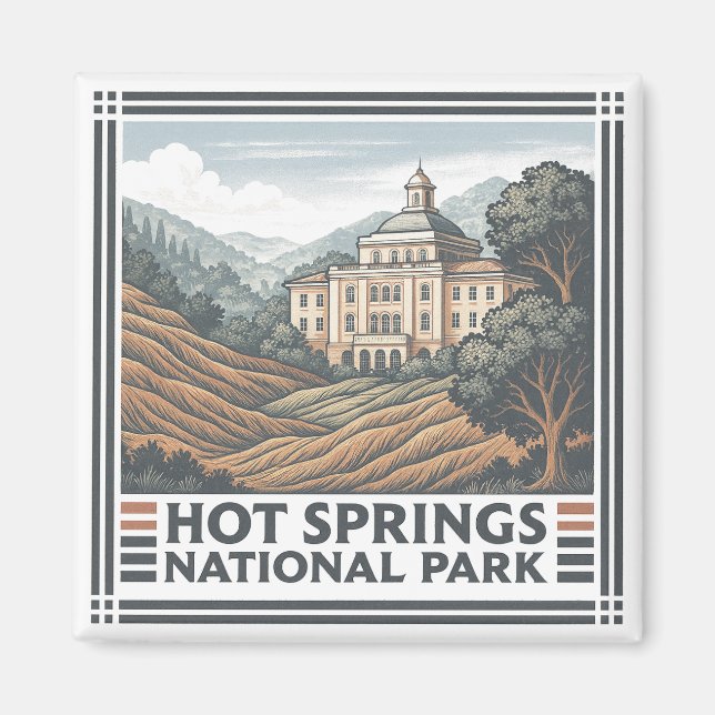 Imán Parque nacional de Hot Springs (Frente)