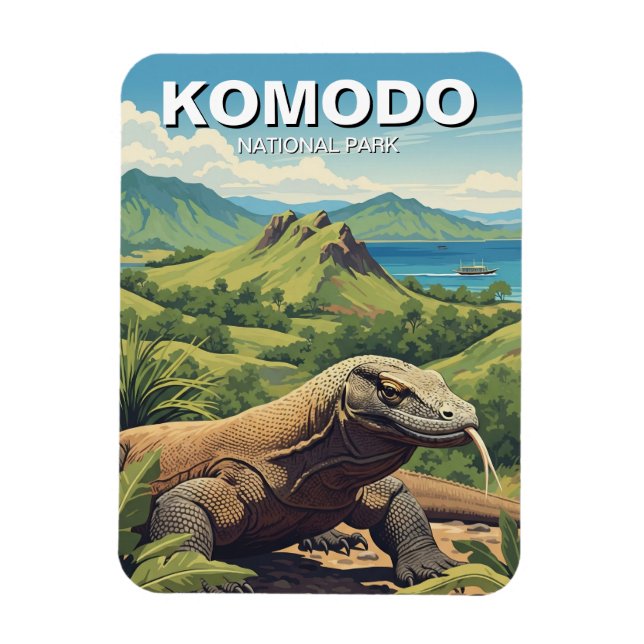 Imán Parque nacional de Komodo Dragon (Vertical)
