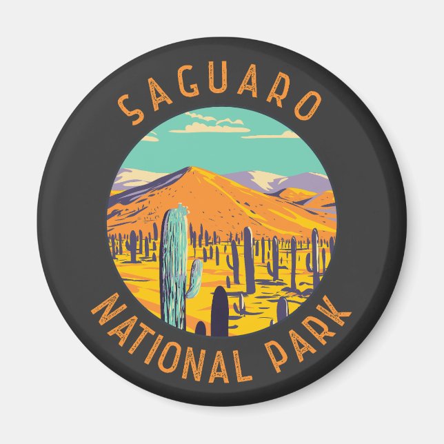 Imán Parque nacional de Saguaro Cacti Circle perturbado (Frente)