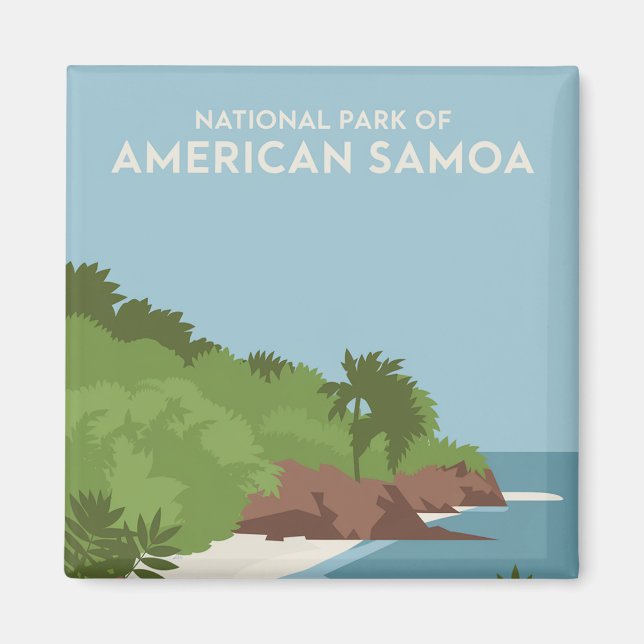 Imán Parque nacional de Samoa Americana Minimalista (Frente)